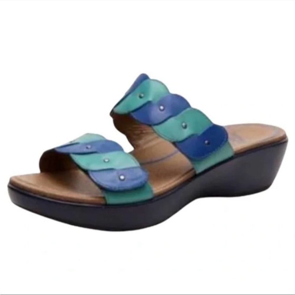 Dansko Dee Cobalt Double Twist Strap Leather Two Toned Sandal sz 40